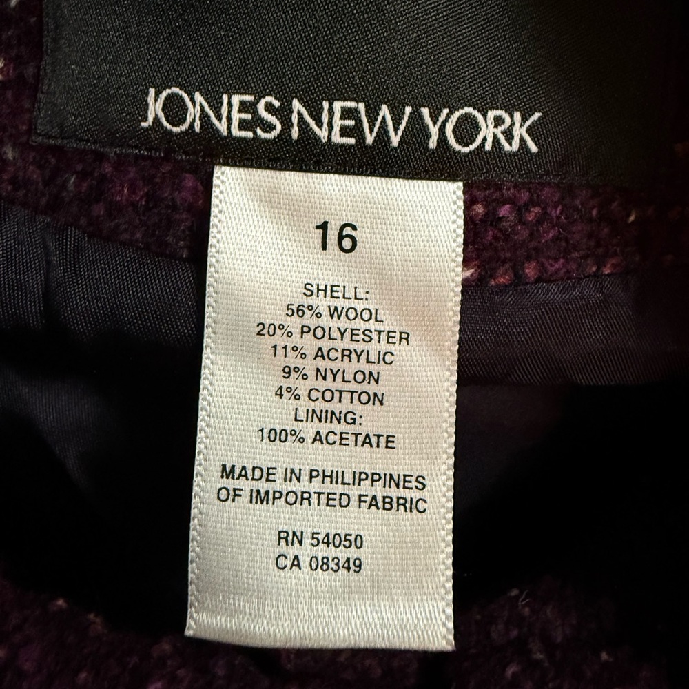 Jones New York Plum Tweed Pea Coat - Picture 5 of 5
